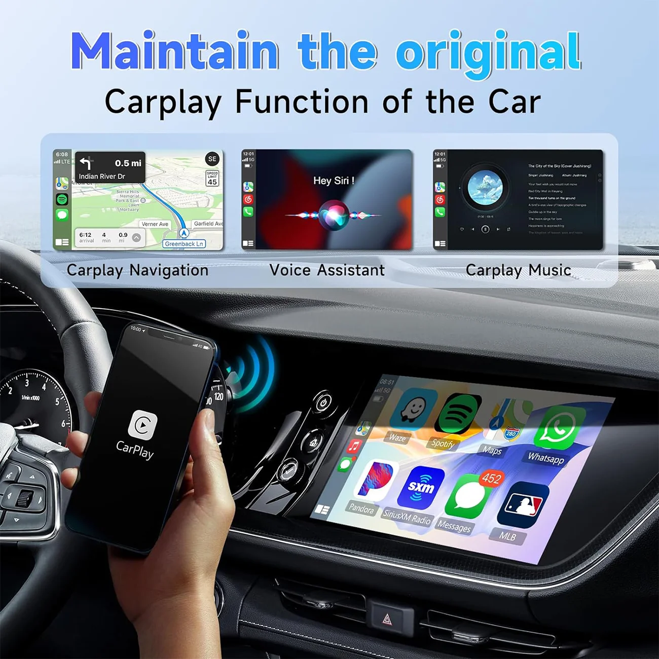Phoebus Link 2 in 1 Mini Carplay Adattatore wireless integrazione senza soluzione di continuità Android Auto Per Apple USB Type-C Dongle in auto universale 4