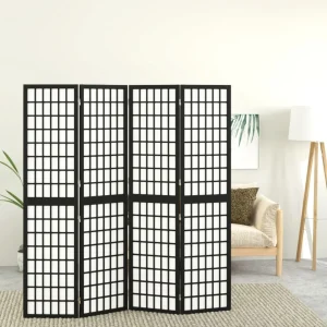 Divisorio pieghevole a 4 pannelli in stile giapponese 160x170 cm Nero Prodotti per la decorazione della casa, schermi divisori, schermi privacy 1