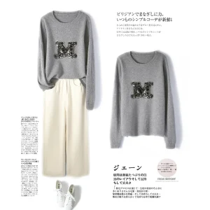 2022 maglione di puro cashmere da donna maglione di moda da donna modello M pullover tempestato di diamanti maglione di cashmere 100 da donna 1