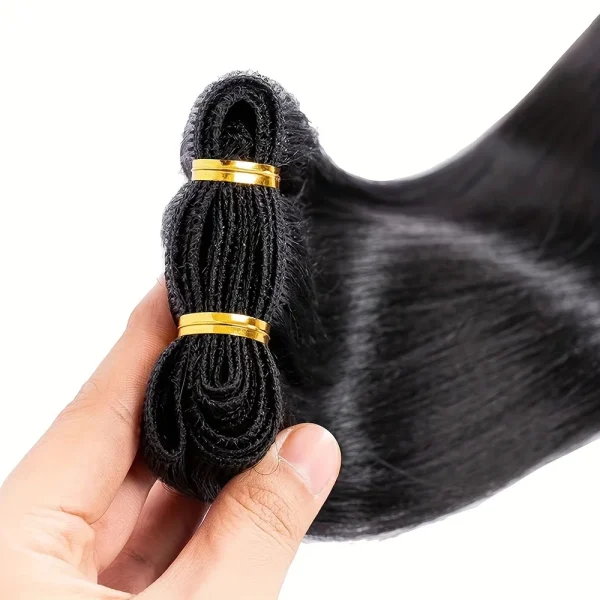 Estensioni del tessuto dei capelli sintetici lisci per le donne 60g clip facile nera naturale in fasci di capelli lunghi resistenti al calore non remy 4