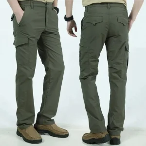 Pantaloni estivi da uomo ad asciugatura rapida Sport all'aria aperta Alpinismo Pantaloni da lavoro multitasche impermeabili di grandi dimensioni 1