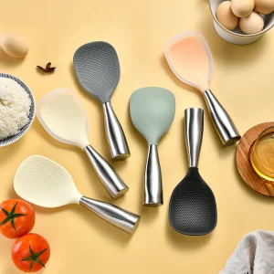1/5 pz cucchiaio in Silicone antiaderente cucchiaio da cucina pentola antiscottatura riso cucchiaio resistente alle alte temperature gadget da cucina durevoli 1