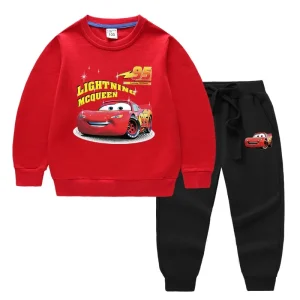 Potdemiel Set per bambini Primavera e autunno Saetta McQueen Vestiti stampati Ragazzi Cotone Bambini Felpe + Pantaloni Tute 1