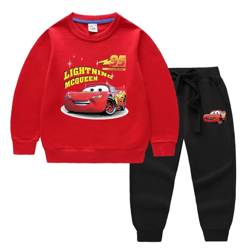 Potdemiel Set per bambini Primavera e autunno Saetta McQueen Vestiti stampati Ragazzi Cotone Bambini Felpe + Pantaloni Tute 1