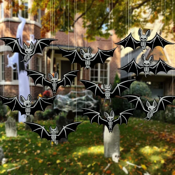 10/20/50 pipistrelli che si illuminano al buio pendenti di Halloween - Decorazioni in plastica verde incandescente 3D per feste in casa stregata 2