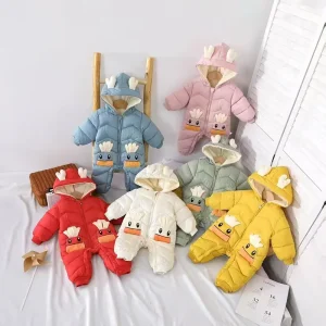 Demin-stagione Inverno Bambini Ragazzi Pagliaccetti 2025 Tasche del fumetto Tuta con cappuccio per 0-3 anni Neonato Babys Ragazzi Tuta intera 1