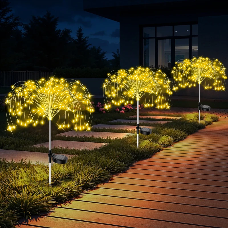 Luci per fuochi d'artificio da 420 LED Decorazioni da giardino Luci per fiori impermeabili per esterni a energia solare per patio, passerella 4