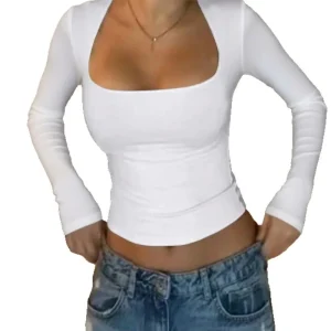 T-shirt slim a maniche lunghe da donna autunno e inverno 2025 1