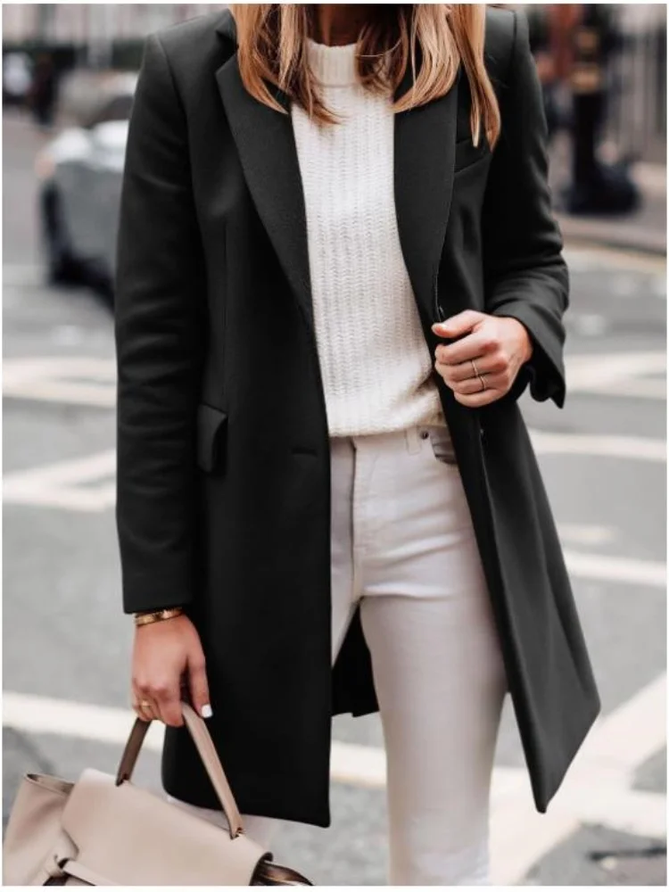 Cappotti in misto lana da donna Capispalla Trench da donna invernale caldo con giacche streetwear foderate Femela Novità in cappotti 4