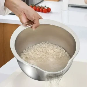 304 In Acciaio Inox Rondella di Riso Colino Ciotola Ciotola di Lavaggio del Riso Setaccio di Riso Colino Frutta E Verdura Colino Utensili Da Cucina L 1