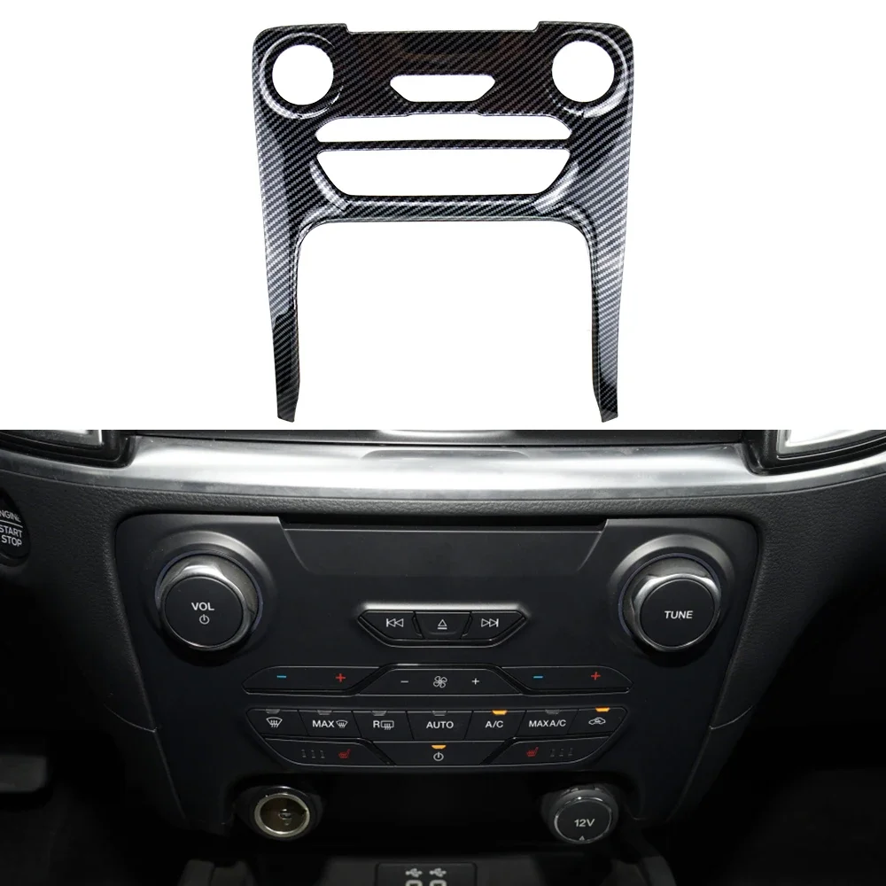 Accessori interni ABS per Ford Everest Ranger 2016 2017 2018 2019 2020 2021 LHD Decorazione auto in fibra di carbonio Adesivi Copertura 3