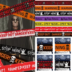 Nastri di avvertenza per Halloween Nastro di sicurezza di avvertenza Nastro di avvertenza per zombie Nastro di avvertenza per tenere fuori Decorazioni per feste di Halloween Festa spaventosa all'aperto 1