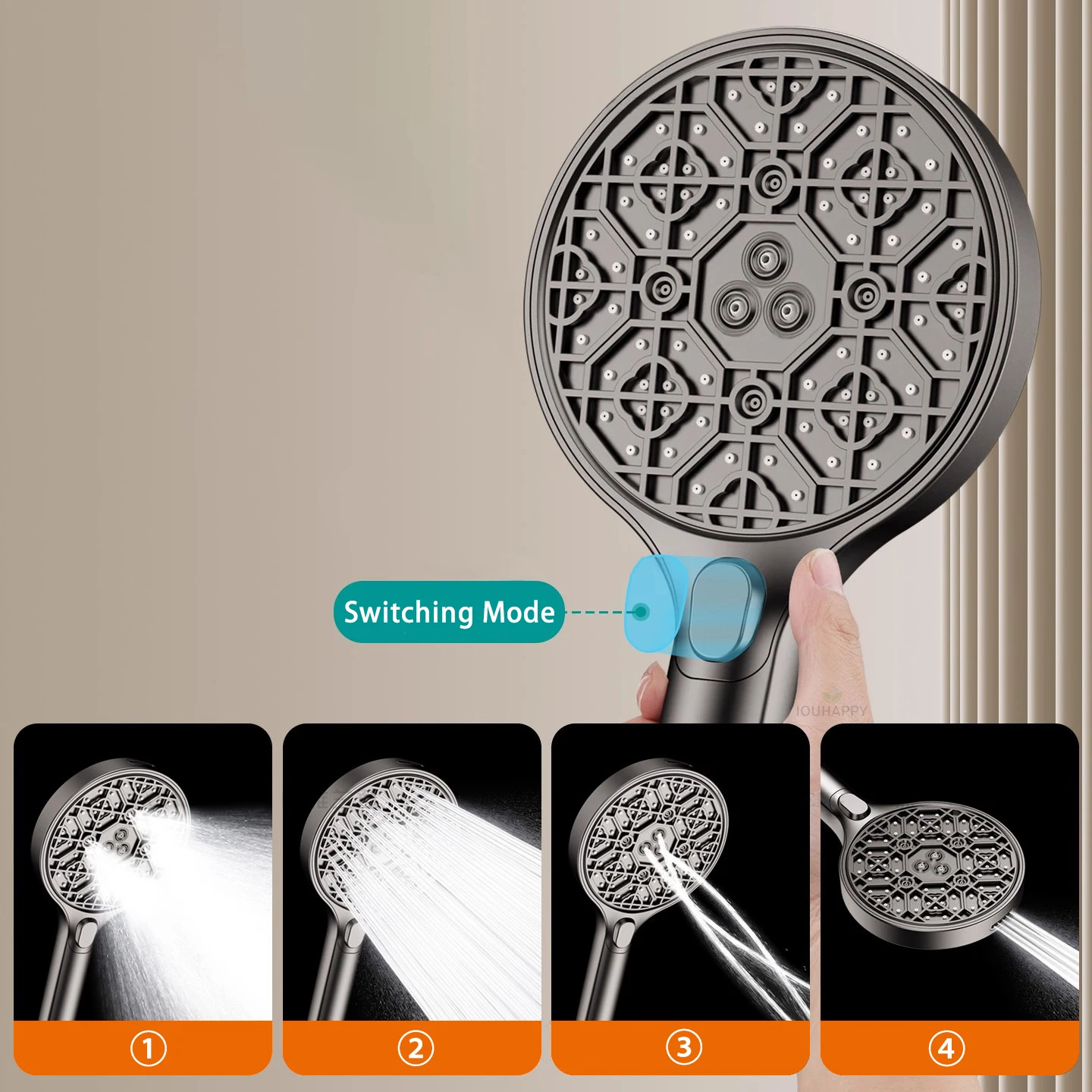 Soffione doccia ad alta pressione Nuovi 4 modalità Jet Potente pressurizzato Spa Spray Rubinetto per doccia a risparmio idrico Accessori per il bagno 3