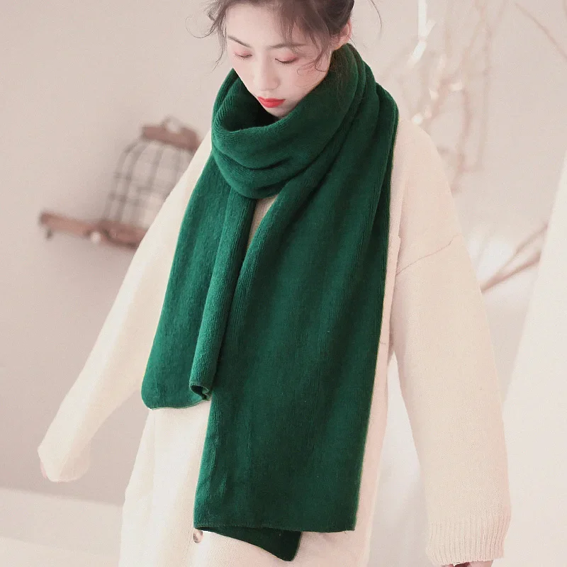 Sciarpa invernale in cashmere vino rosso da donna tinta unita studente versatile maglia lunga calda addensata regalo per coppia anno lunare 4