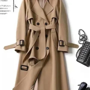 Primavera Autunno Novità nella giacca a vento da donna alla moda a maniche lunghe con allacciatura elegante cappotto giacca a vento per pendolari con temperamento 1