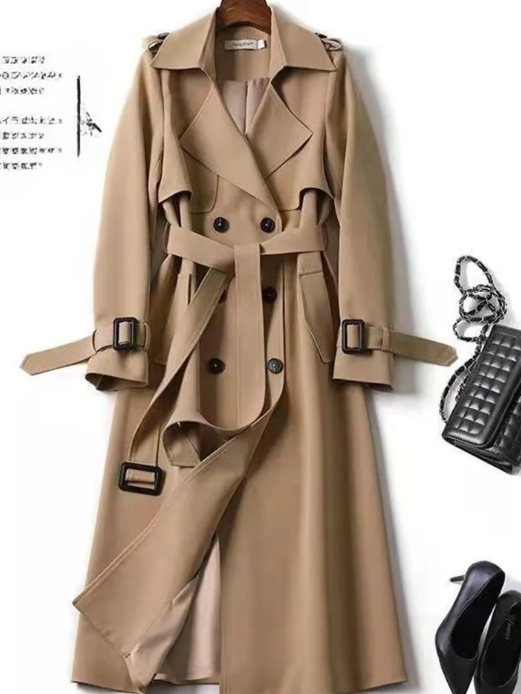 Primavera Autunno Novità nella giacca a vento da donna alla moda a maniche lunghe con allacciatura elegante cappotto giacca a vento per pendolari con temperamento 1