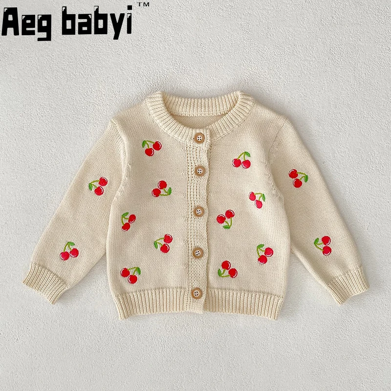 Maglione per bambini Moda Fiore Ricamo Cardigan lavorato a maglia Giacca Maglione per bambini Cappotto Cardigan per ragazza Ragazze Autunno Inverno Vestiti 0-24M 1