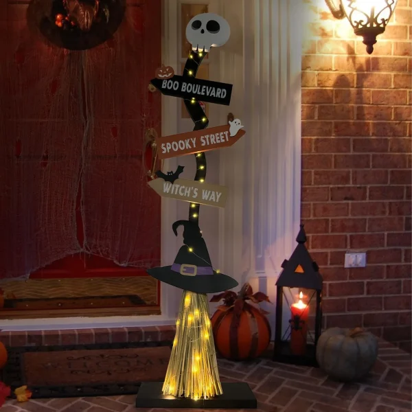 Halloween Grand Event incandescente strega scopa casa decorazione esterna puntelli da giardino per feste in giardino spettrale incandescente decorativo 1