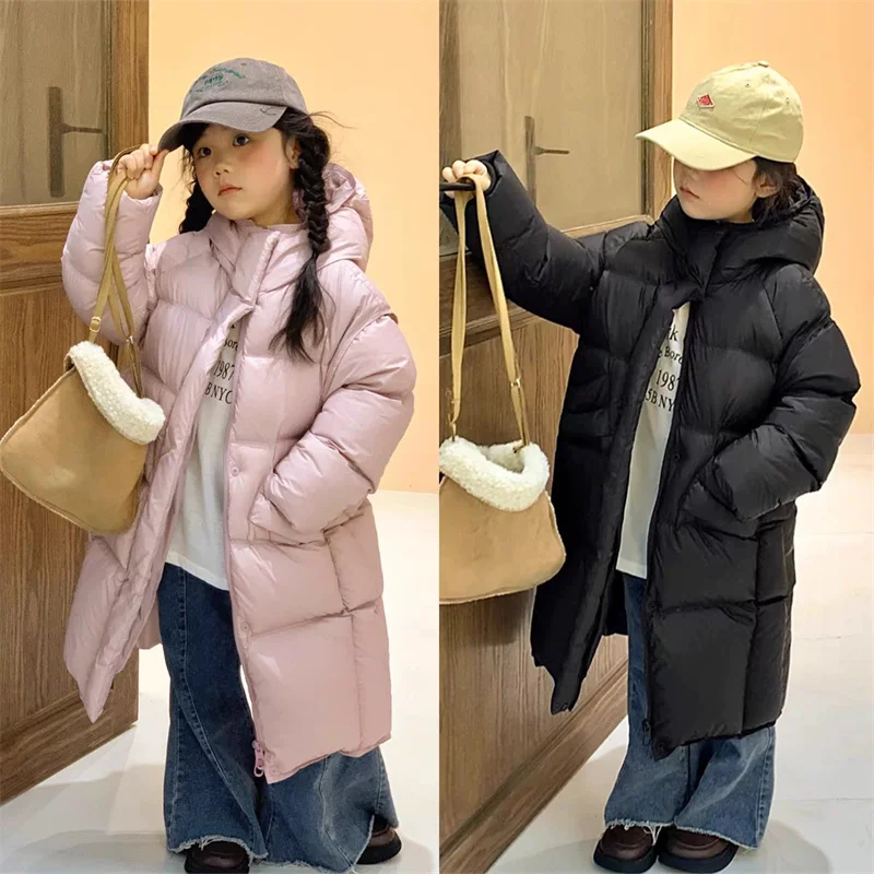 Ragazze Ragazzi Addensare Cappotto di cotone Inverno caldo per bambini Vestito da neve Kid Giacca lunga con cerniera con cappuccio Autunno Nuovo abbigliamento moda casual 1