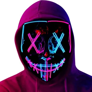 Poptrend Maschera di Halloween Maschera illuminata a LED Maschera spaventosa per festival Cosplay Costume di Halloween Feste in maschera Regalo di carnevale 1