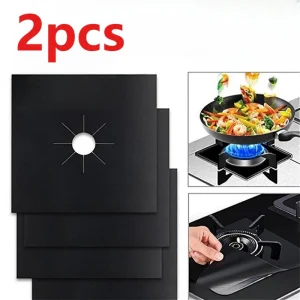 2 pezzi di protezione per fornello a gas da cucina, riutilizzabili, coperture per bruciatori, tappetino, protezione per pulizia, rivestimento, copertura superiore, cuscinetto protettivo per fornello a gas 1