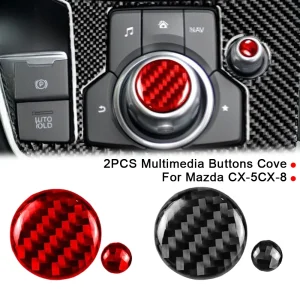 Decalcomanie per pulsanti multimediali in fibra di carbonio Pannello pomello di controllo automatico Adesivi per interni auto per Mazda 3 6 CX5 CX9 Accessori decorativi 1