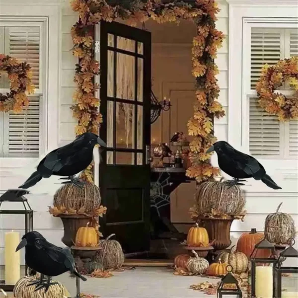 Simulazione Corvo nero Halloween Corvo nero Puntelli Simulazione Uccello finto Fantasma Festival Decorazione di Halloween Giocattoli spaventosi 2