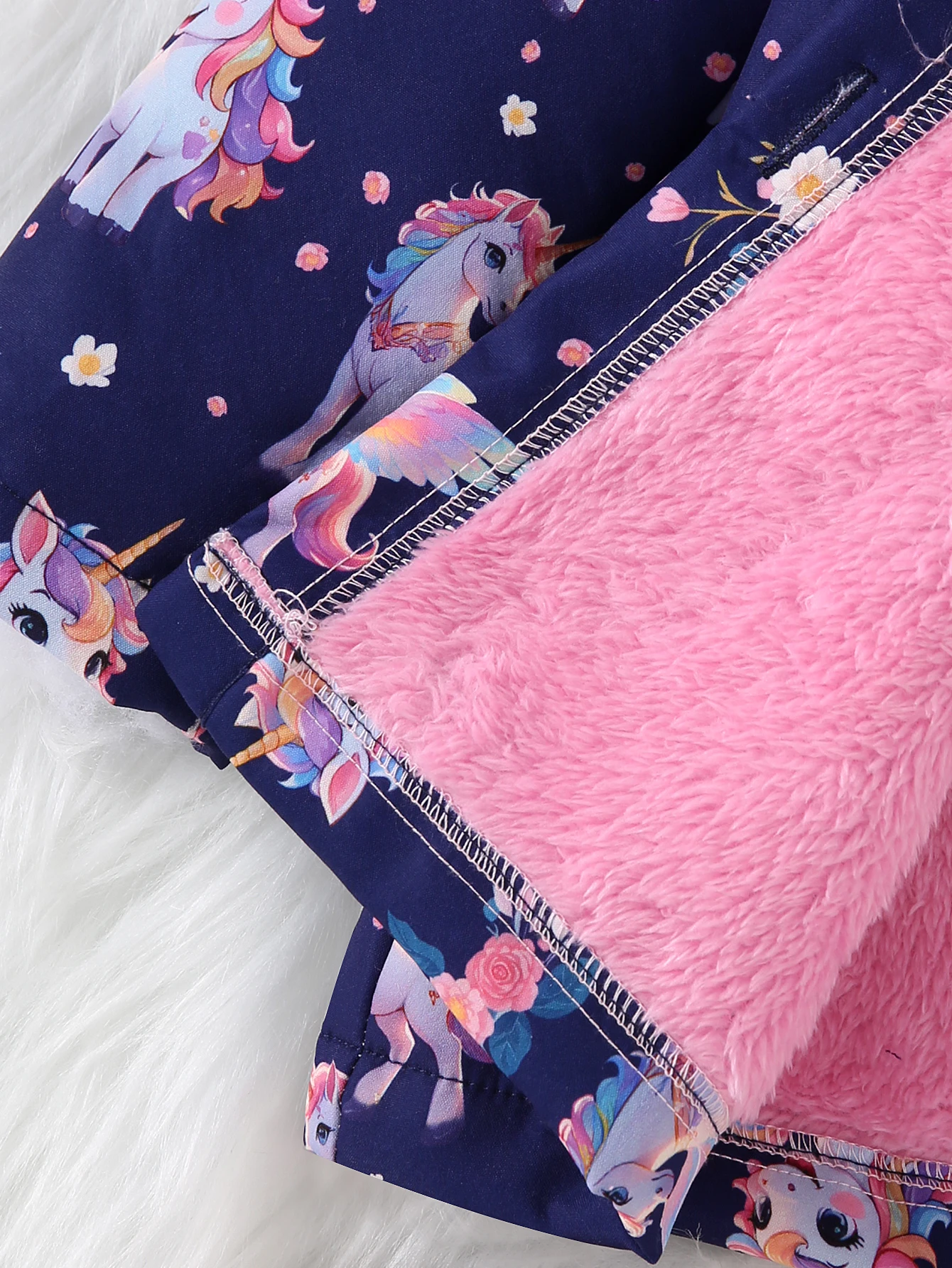 Nuova giacca con cappuccio monopetto a maniche lunghe calda in pile Inca pieno di unicorno arcobaleno carino autunno e inverno per ragazze 5