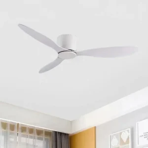 42 Ventilatori da soffitto da 52 pollici Nessuna luce Motore CC Ventilatori di raffreddamento con telecomando Lampada Ventilatore da soffitto da pavimento basso VENTI di colore nero in legno bianco 1