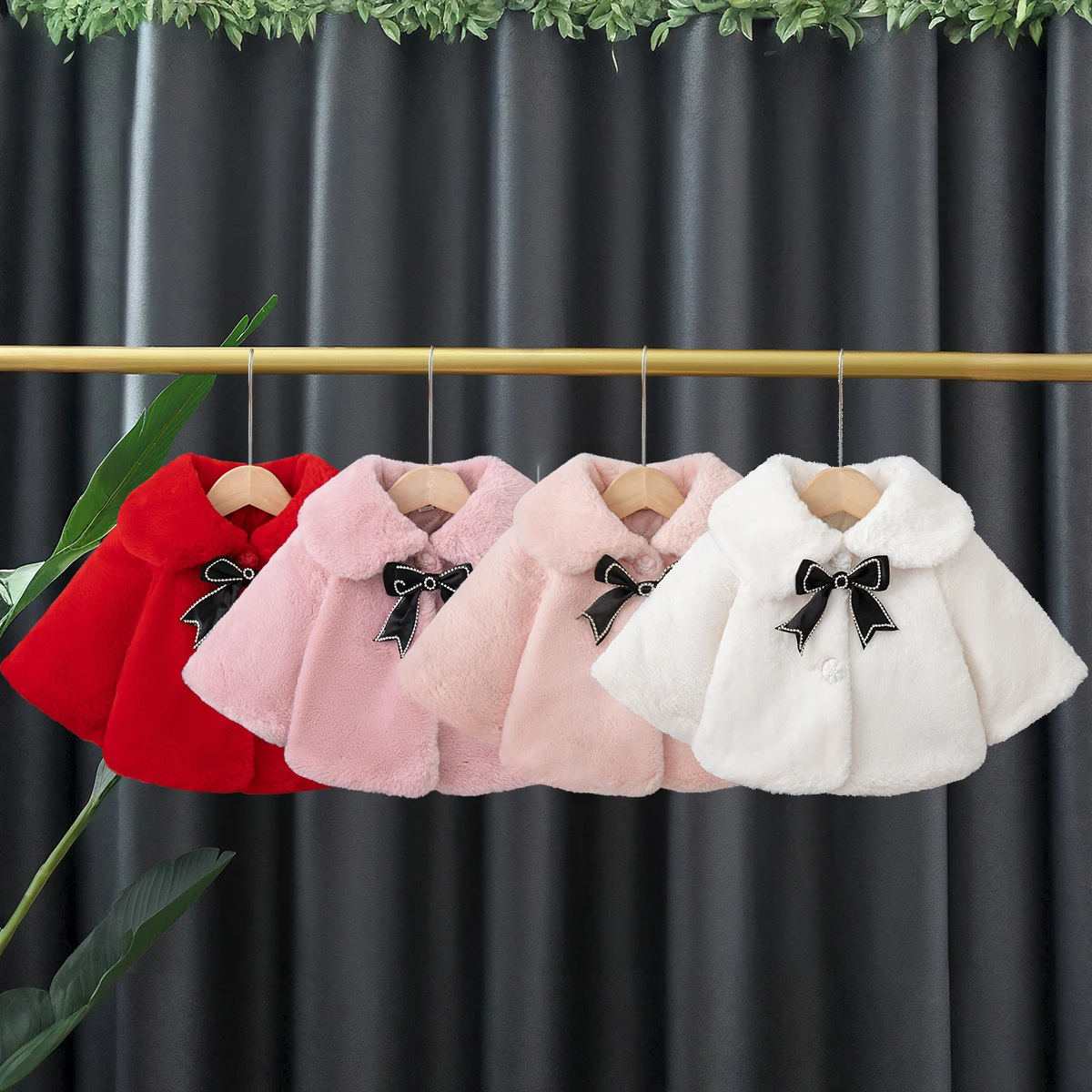 Nuova giacca invernale per bambina con fiocco nero, abbigliamento per bambini spesso e caldo stile principessa per bambini dai 9 mesi ai 3 anni 1