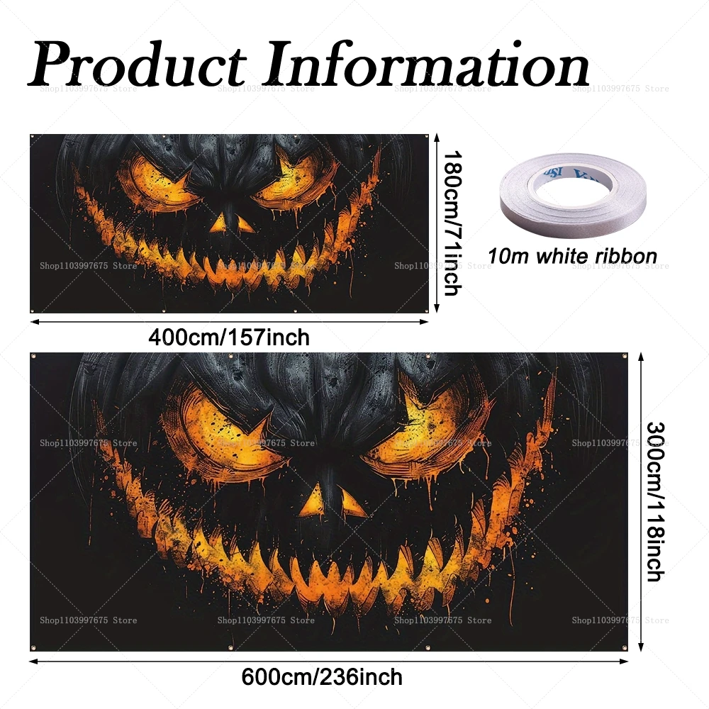 Halloween Strega Zucca Porta del garage Banner Decorazione Fondale fotografico Pareti esterne Eventi Sfondo Puntelli Forniture per feste 5