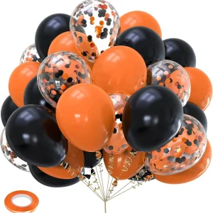 30 pezzi palloncini di Halloween arancioni neri palloncini di coriandoli in lattice per decorazioni per feste di compleanno di Halloween 1
