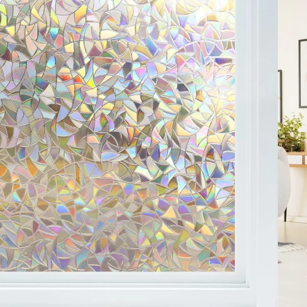 Pellicola per la privacy delle finestre Arcobaleno statico Pellicola per vetri colorati Adesivo per copertura delle finestre Non adesivo rimovibile riflettente per la casa 1