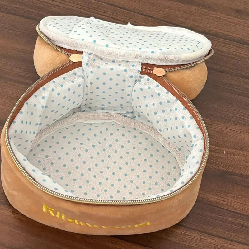 2025 Nuovo Kawaii Carino Rilakkuma Borsa per il lavaggio Peluche Ovale Tridimensionale Borsa per il trucco Borsa di stoccaggio portatile Cartoon Ragazze Regalo di compleanno 6