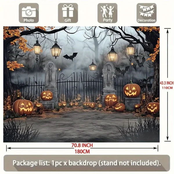 1 banner per feste di Halloween: tomba fantasma e lanterna di zucca, trail della foresta nebbiosa, decorazione di Halloween per interni ed esterni 6