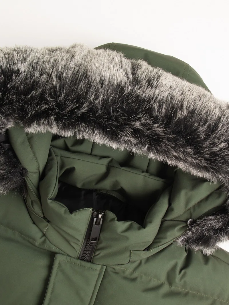 Giacca invernale da uomo in finto antivento Cappotto casual in poliestere con cappuccio staccabile Cerniera frontale Maniche lunghe e tasche Abiti invernali 5