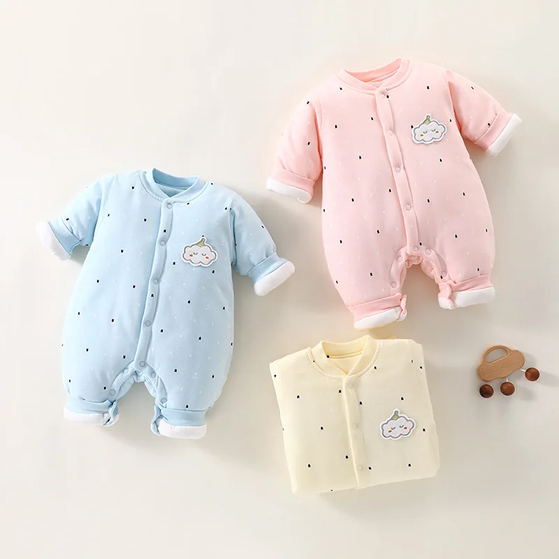 Tutina trapuntata invernale per neonato in puro cotone spesso abbigliamento per neonato tutina per neonato unisex tuta strisciante 2