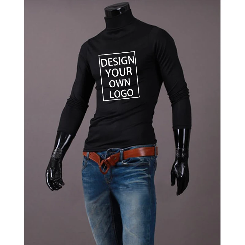 Pullover maglione collo alto da uomo personalizzato fai da te Casual tinta unita maglioni manica lunga caldo lavorato a maglia dolcevita capispalla 6