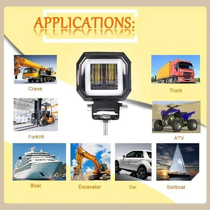 Luci per moto led Square Angel Eyes Fari ausiliari per moto Fendinebbia Luci a led aggiuntive Accessori per moto 3