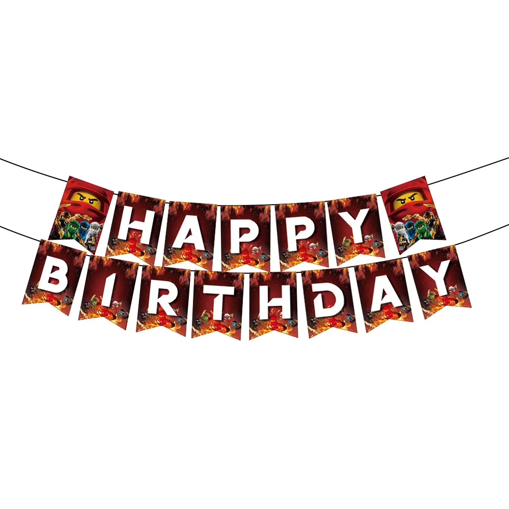 Cartoon Ninja Decorazioni di compleanno Stoviglie di carta Piatto Tazza Tovaglia Palloncini foil Banner per bambini Toppers per torte Articoli per feste 6