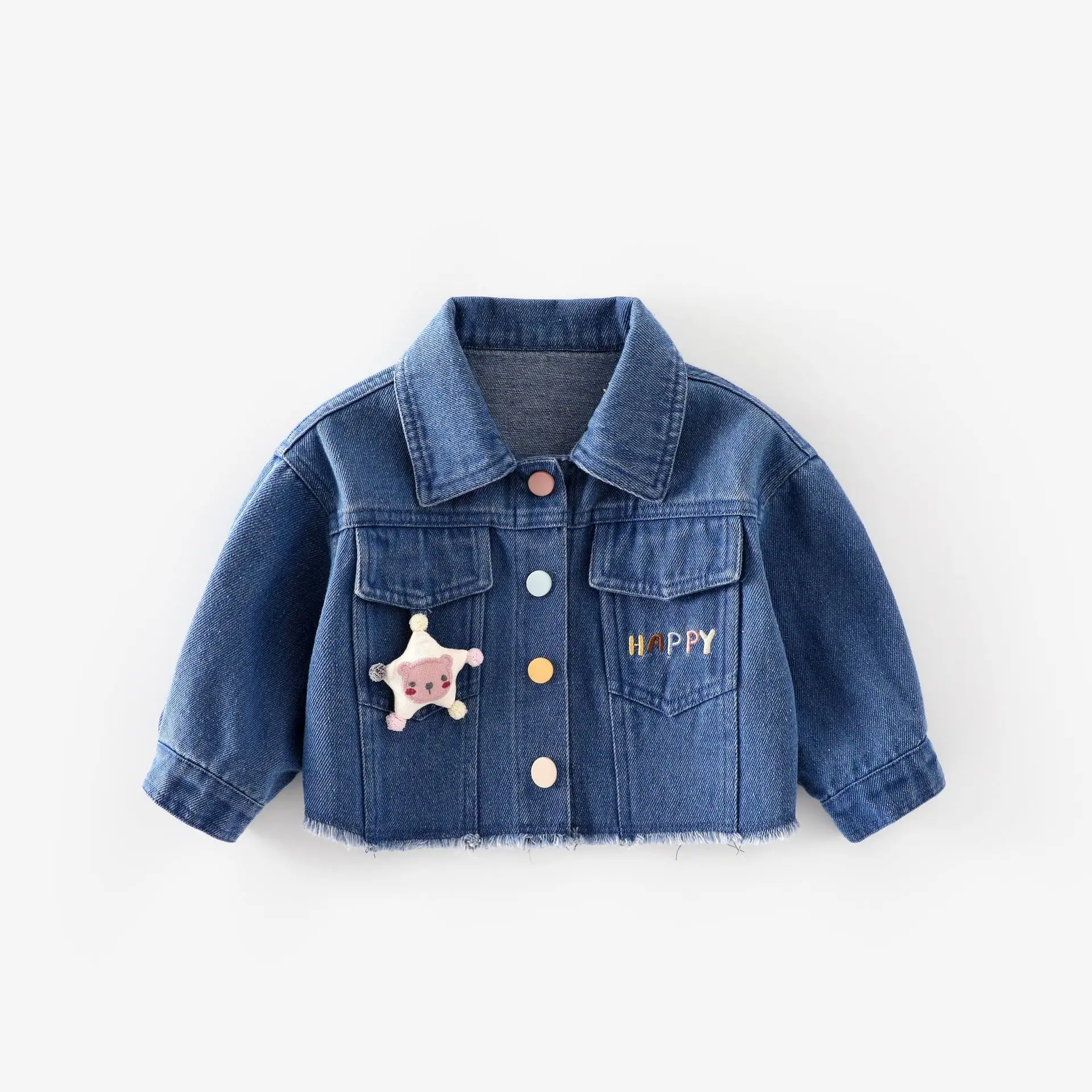 Abbigliamento da cowboy alla moda per bambini 2025 Nuovo cappotto da bambola elegante per ragazze in stile autunnale Abito autunnale con fibbia a colori con lettera per bambini 6