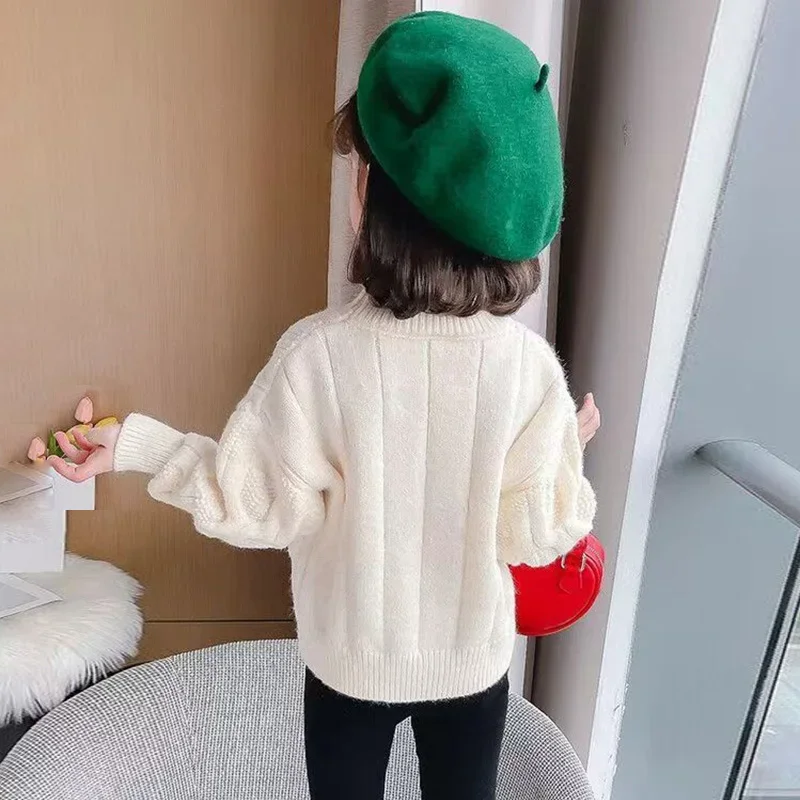 Maglione da ragazza di Natale Nuovo cartone animato per bambini Maglione caldo Bambini Autunno Inverno Maglieria Pullover Abbigliamento spesso per bambini 2-8 anni 5