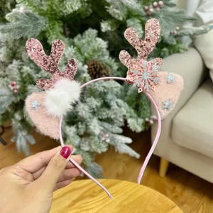 Fascia natalizia Natale Corno di alce Campana Paillettes Fascia per capelli natalizia Felice anno nuovo Puntelli fotografici Decorazioni natalizie Regali per bambini 1