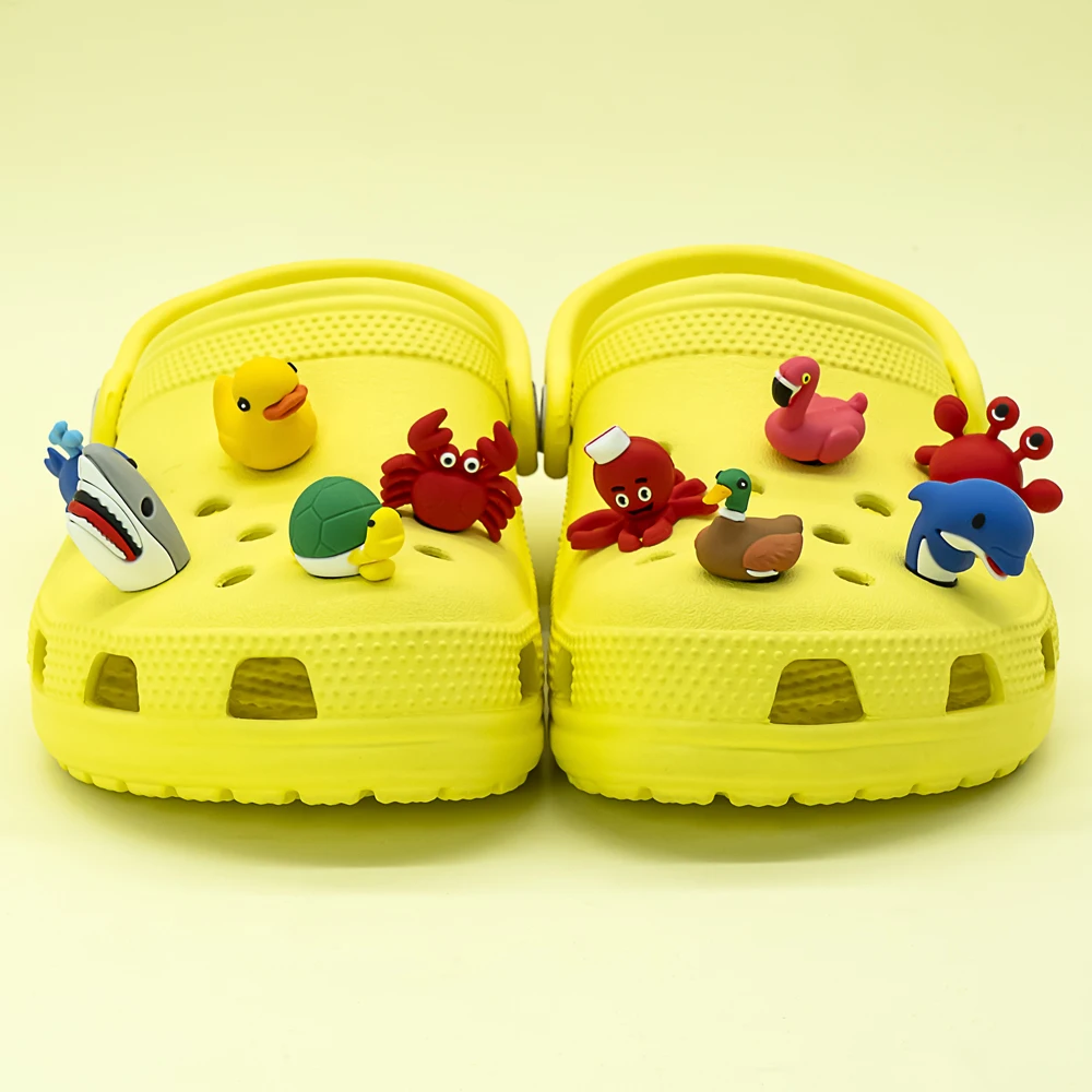1/10pcs 3D Carino Squali Balene Pendenti e Ciondoli per Le Donne Calamari Granchio Tartaruga Decorazione di Scarpe Accessori Anatra Mallard Spille Zoccoli per I Bambini 5