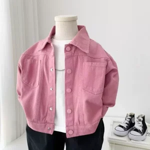 Primavera di Nuovo Modo Dolce Cardigan Cappotto Vestiti Per Bambini 2-8 Anni Delle Ragazze Dei Ragazzi Giubbotti di Jeans Autunno Rosa Laple Magliette E Camicette Tuta Sportiva 1