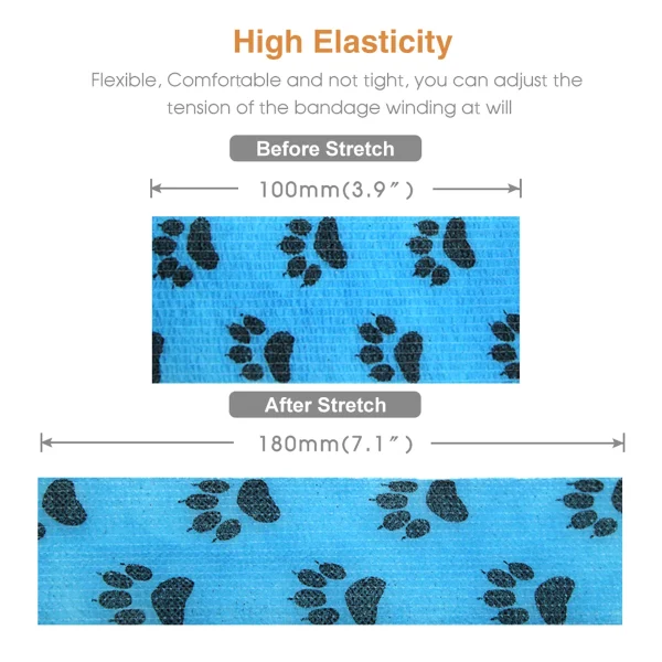 24 rotoli Vet Wrap Benda elastica per animali domestici Benda autoadesiva per cane Gatto Cavallo Nastro sportivo autoadesivo non tessuto per ginocchio caviglia 5