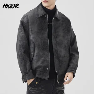 Giacca invernale pesante in pelle lavata sporca retrò americana di nuovo stile invernale da uomo Giacca versatile stile retrò giapponese Cappotti alla moda 1