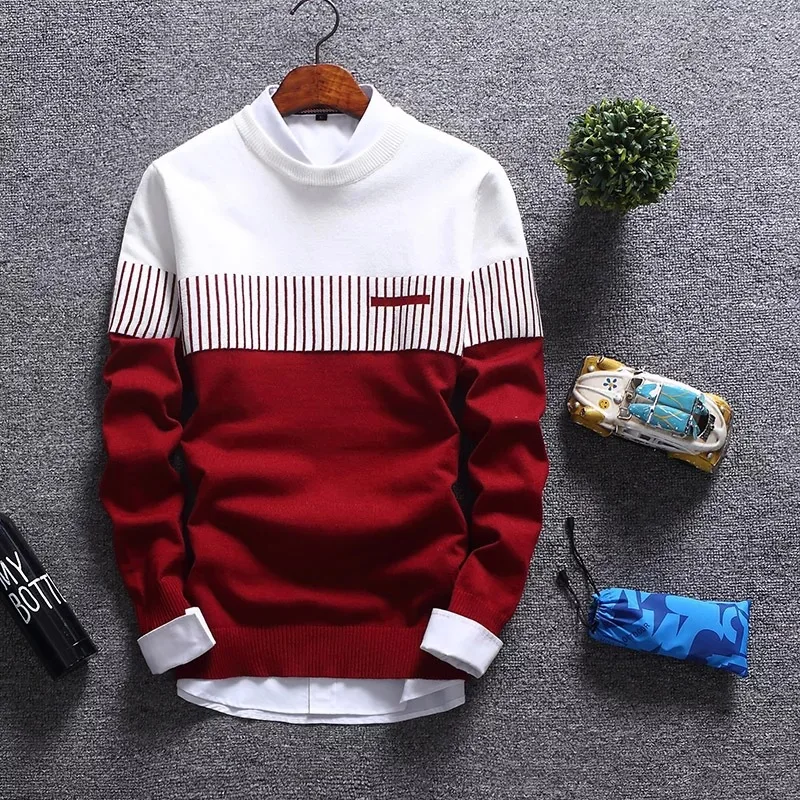2025 nuovi uomini autunno inverno pullover di lana slim fit a righe maglioni lavorati a maglia uomo marchio di abbigliamento casual pull homme hombre 4