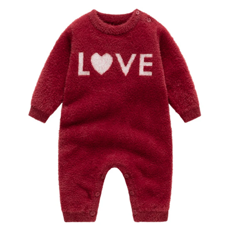 Infantile Ragazza Natale Vestito Natale Neonato Pagliaccetti Inverno Caldo Pile Natale Ragazzi Ragazze Abbigliamento Amore Tute per bambini in generale 4