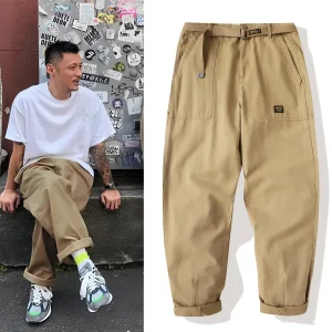 Yu Wenle Amekaji Pantaloni da lavoro versatili alla moda da uomo Pantaloni retrò americani Pantaloni cargo moda Uomo Pantaloni larghi casual dritti 1